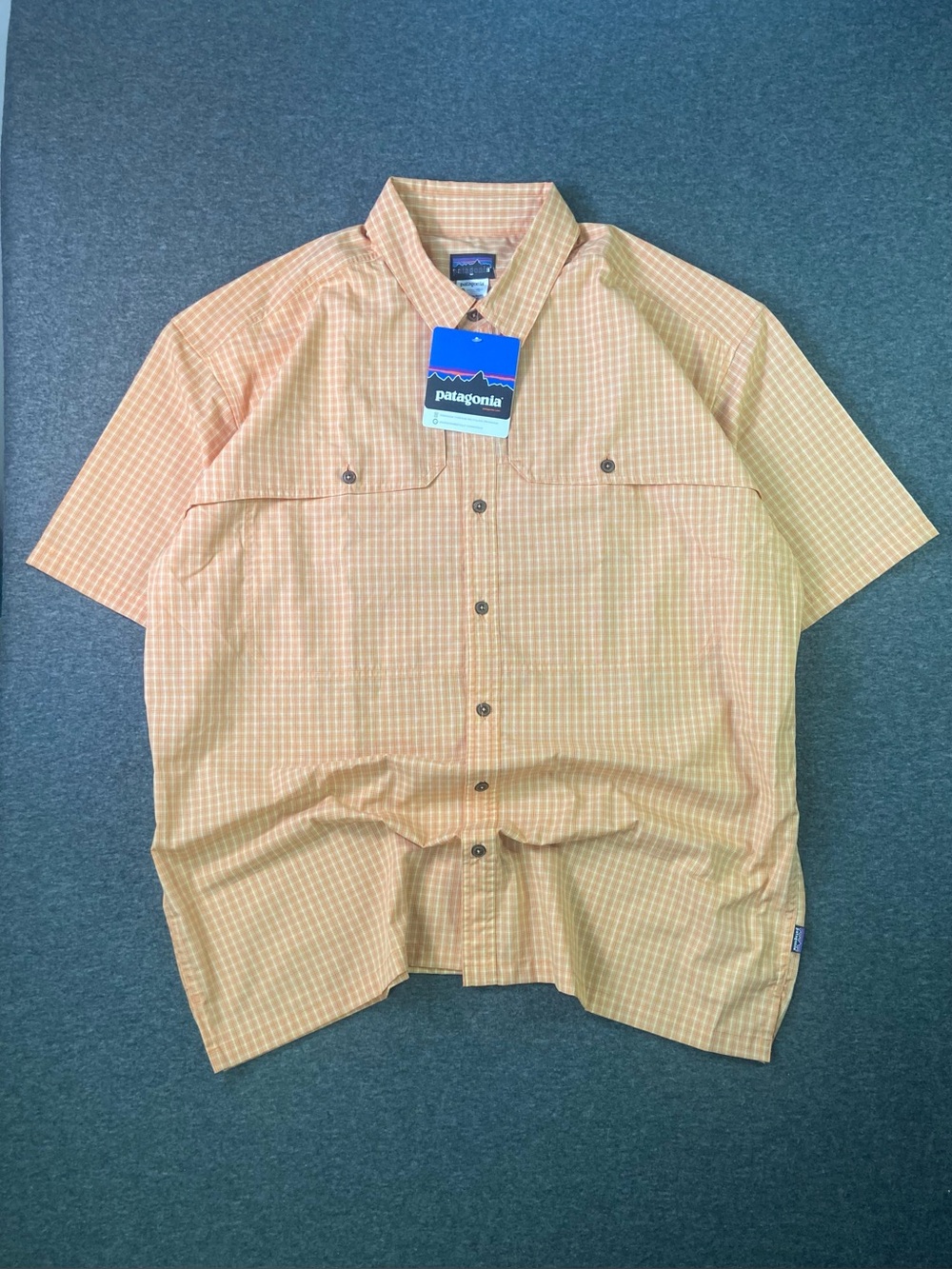 Patagonia Men’s Short-Sleeve Button-Up Shirt - Peach Plaid